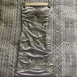 Silver strapless bodycon dress